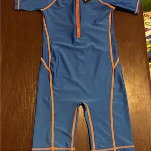 NWT! Kids’ Size 10 Blue Swim Suit with Orange Accents